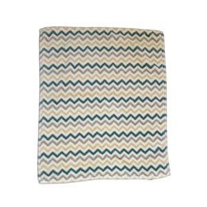 Baby Gear Chevron ZigZag Teal Blue Tan Gray Brown Blanket Security Lovey Fleece